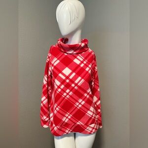 Talbots Women’s  Red and White Plaid Cowl Neck LS Sweater Size M